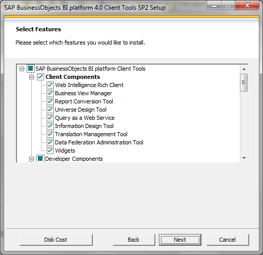 SAP BI 4.0 client tools installation7